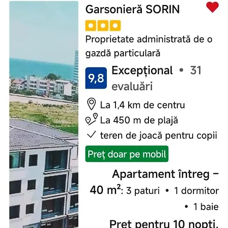 Апартаменти Garsoniera Sorin